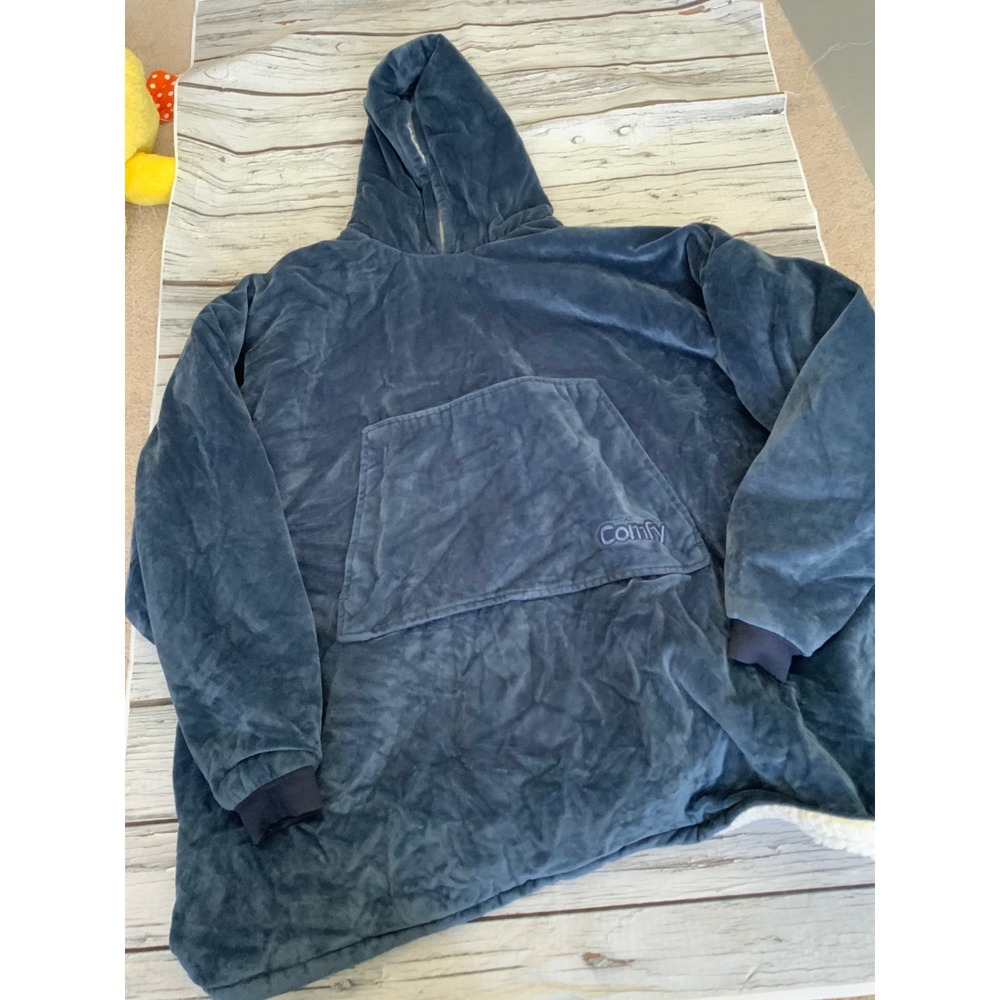 The Original Comfy Wearable Blanket Hoodie Sherpa Lined Blue One Size Fits‎ All